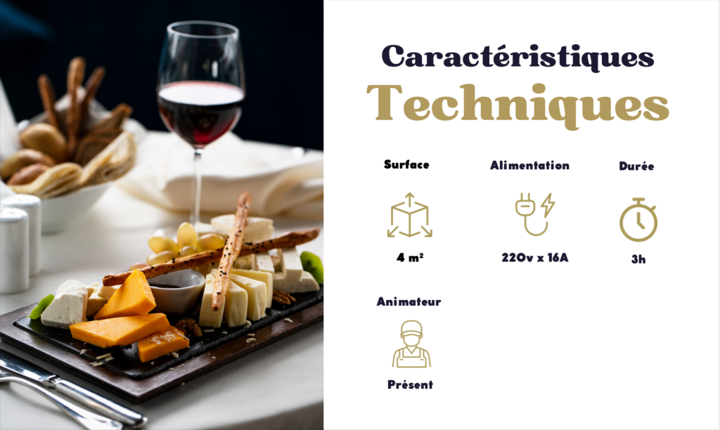 Caractéristiques techniques atelier vins et fromages